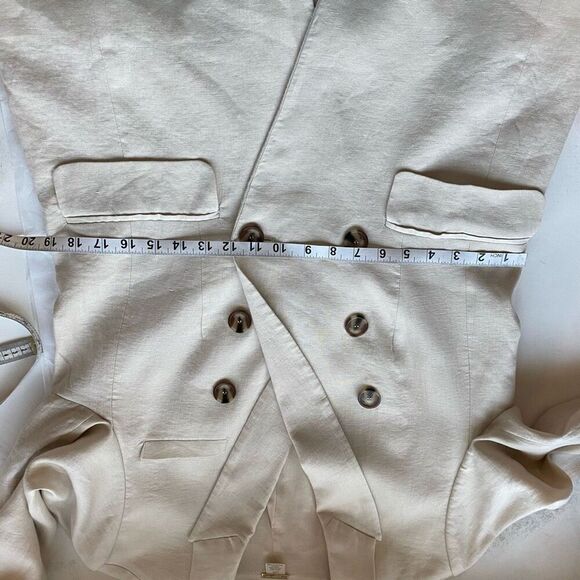 Magaschoni Linen Blend Double Breasted Blazer Jacket Cream Ivory Women L Career - Picture 6 of 13